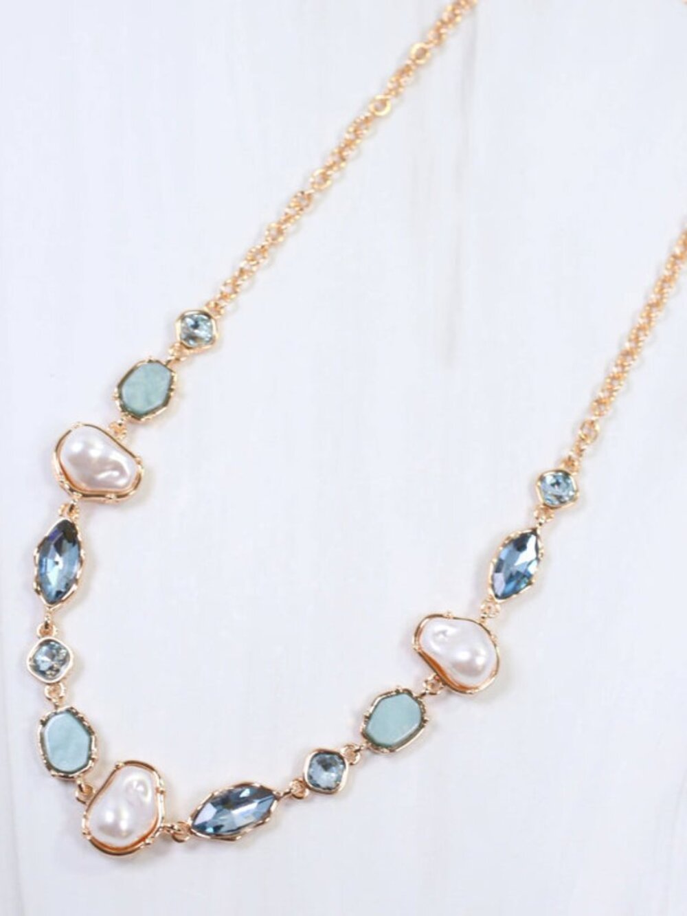 Caroline Hill Blue Aleia Pearl and Stone Necklace